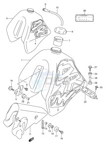 DR350 (E1) drawing FUEL TANK (MODEL N P)