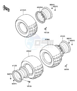 KLT 250 C [PRAIRIE] (C2-C3) [PRAIRIE] drawing WHEELS TIRES -- 84-85 C2_C3- -