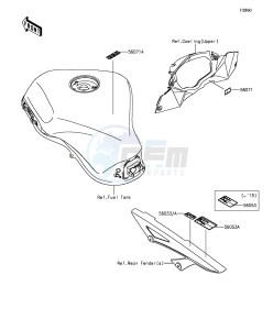 Z1000SX_ABS ZX1000MEF FR GB XX (EU ME A(FRICA) drawing Labels