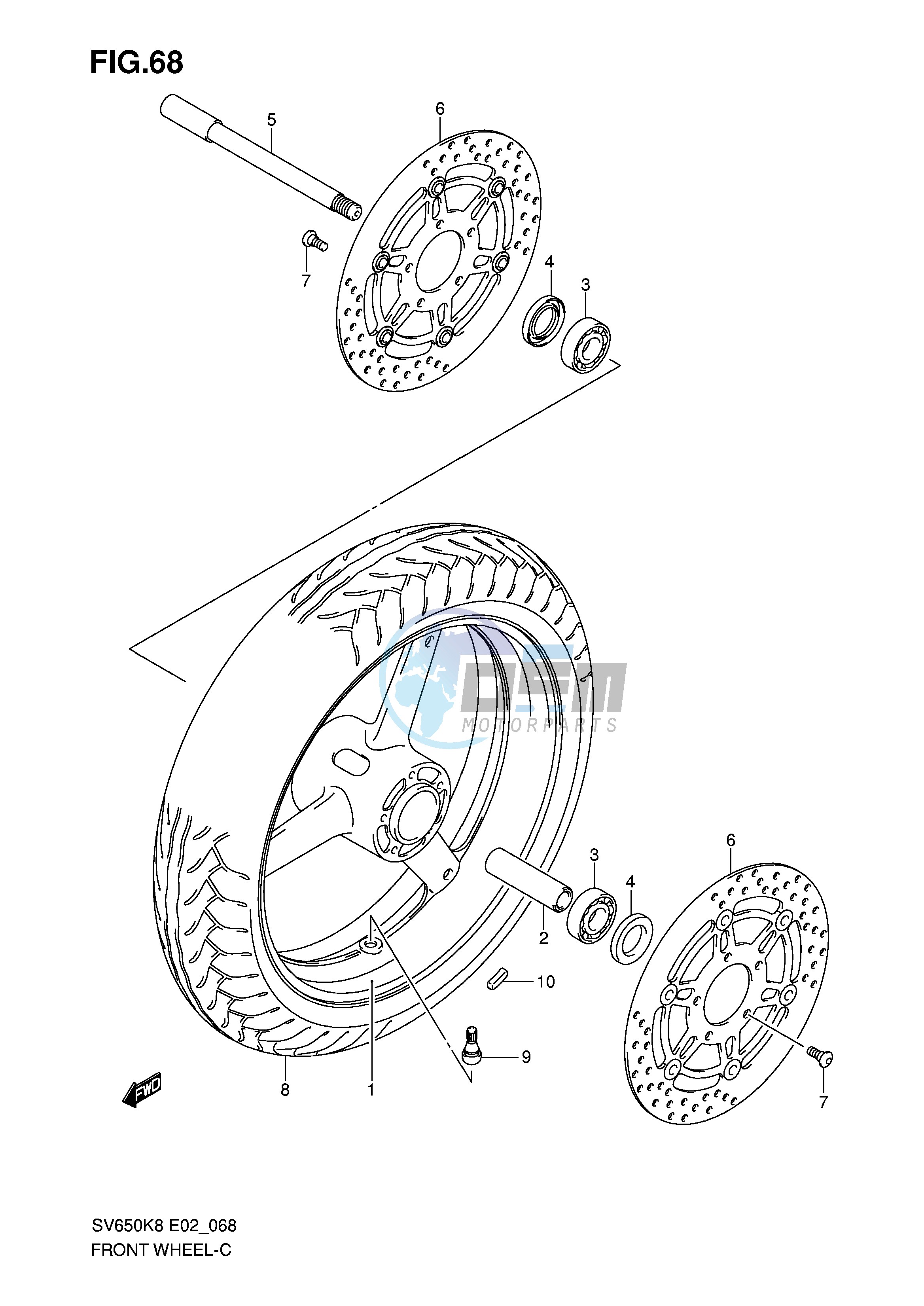 FRONT WHEEL (SV650K8 UK8 SK8 SUK8 K9 UK9 SK9 SUK9 SL0 SUL0)