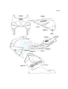 ZX 750 P [NINJA ZX-7R] (P5-P8) [NINJA ZX-7R] drawing DECALS-- GREEN- --- ZX750-P8- -