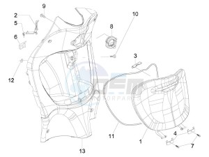 Liberty 125 4t Sport e3 (UK) UK drawing Front glove-box - Knee-guard panel