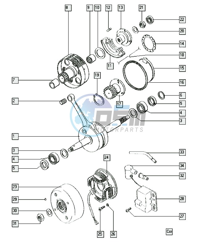 Crankshaft-cluth-magneto