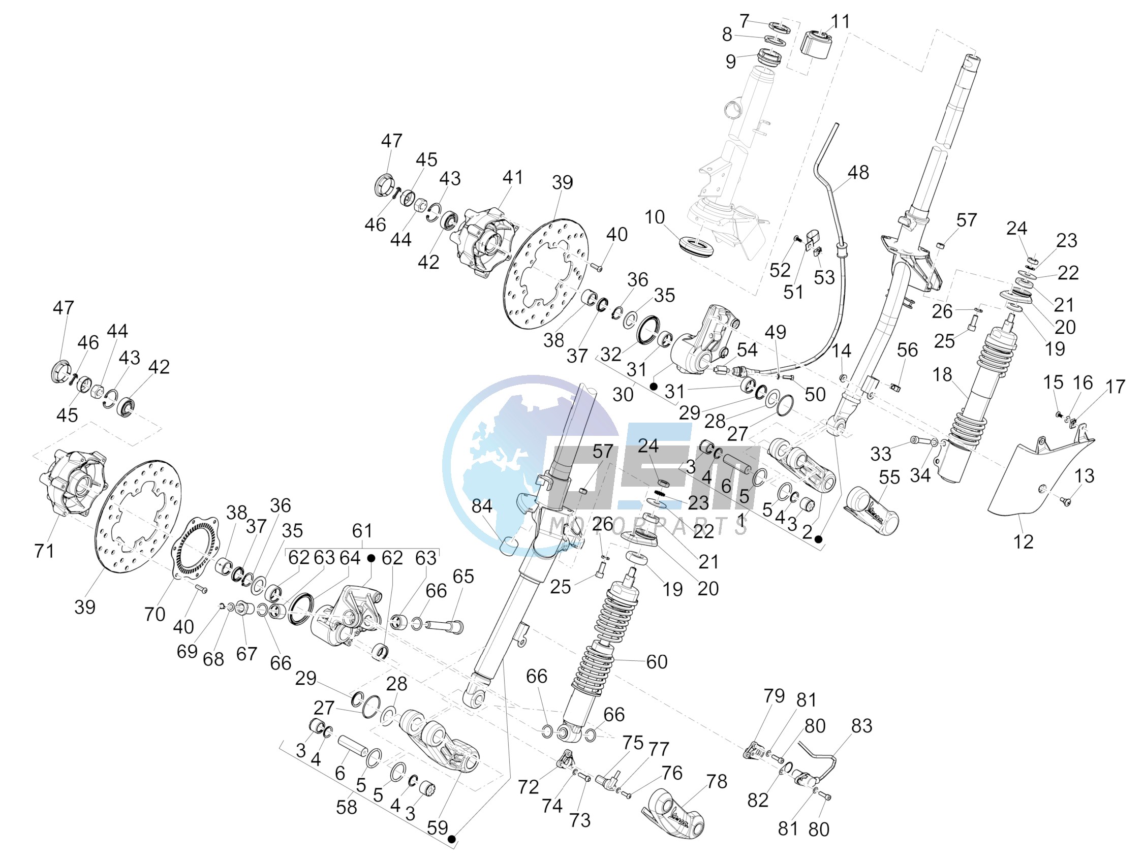 Fork/steering tube - Steering bearing unit