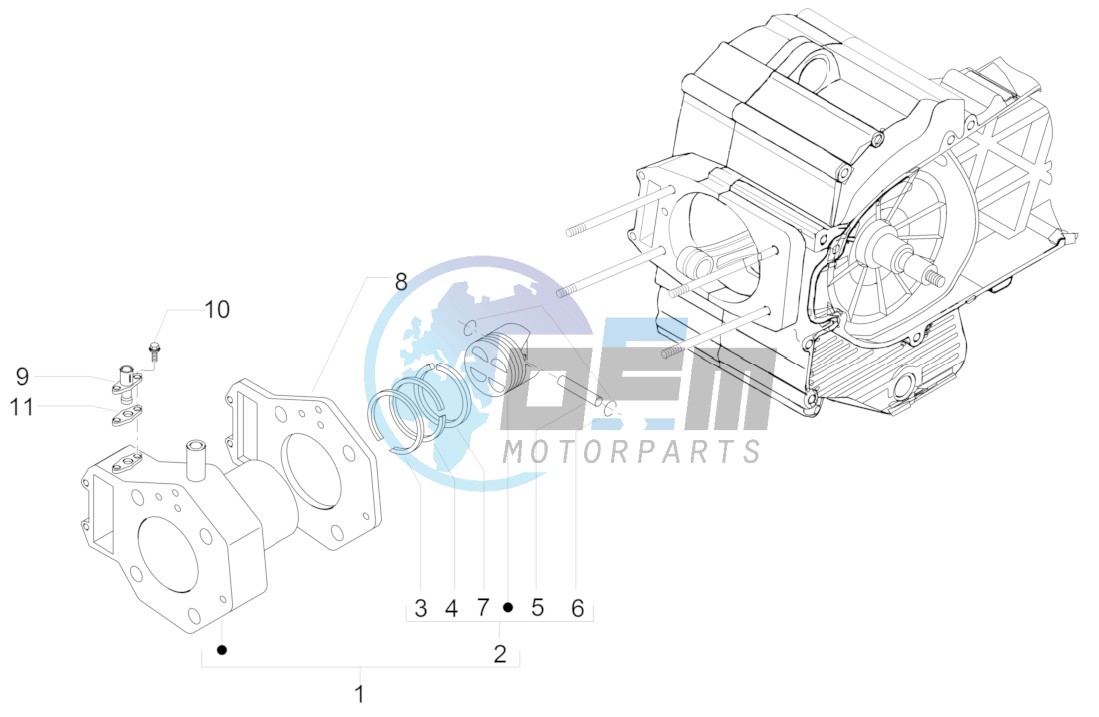 Cylinder-piston-wrist pin unit