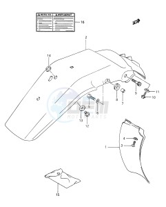 DR350 (E28) drawing REAR FENDER - LABEL (MODEL L M N P)