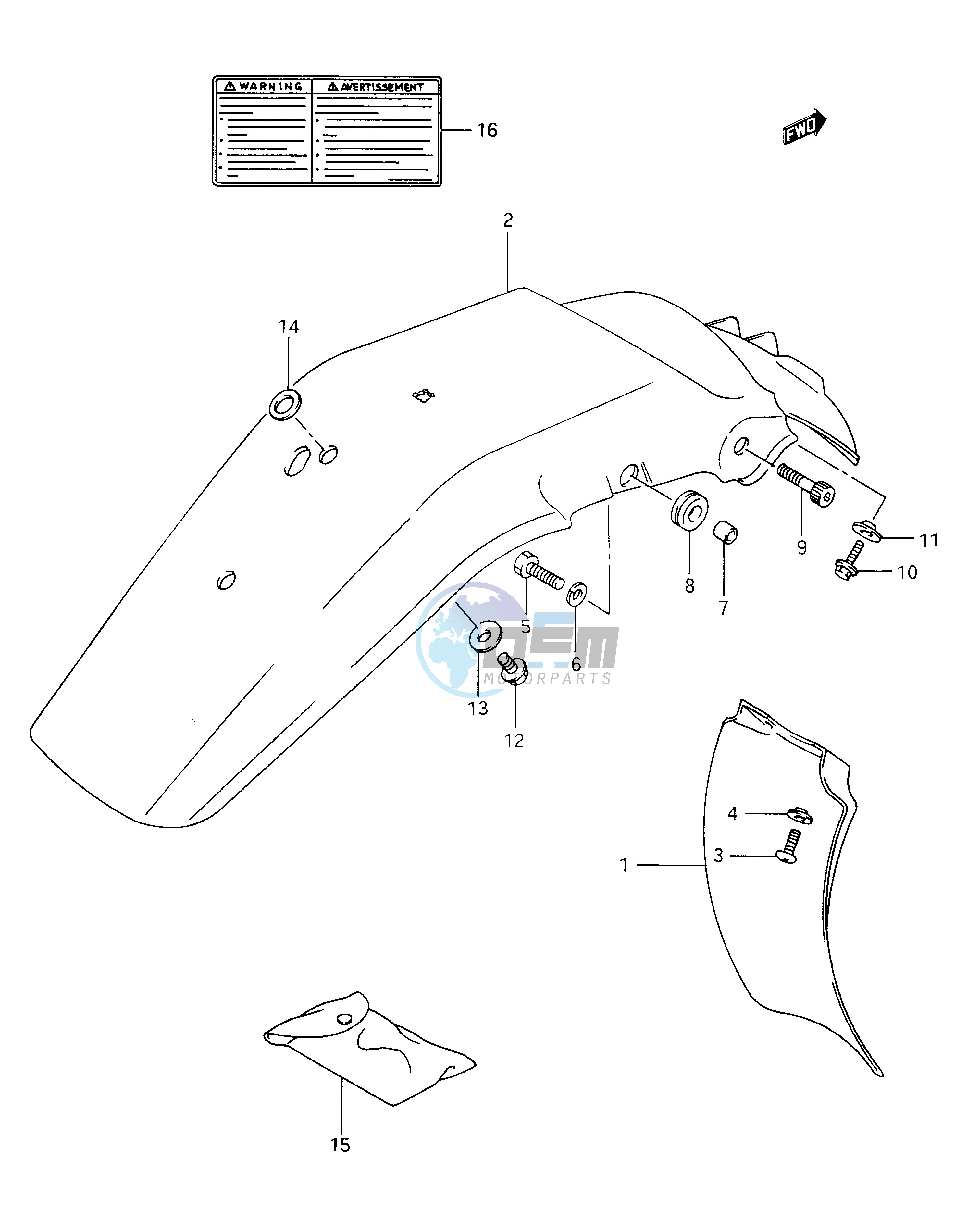 REAR FENDER - LABEL (MODEL L M N P)