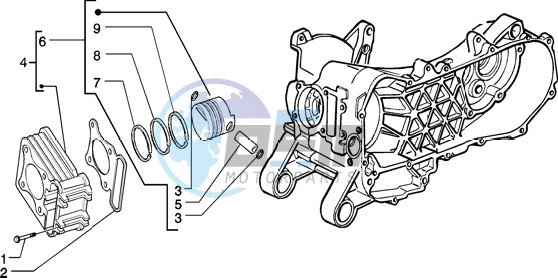 Cylinder-piston-wrist pin assy