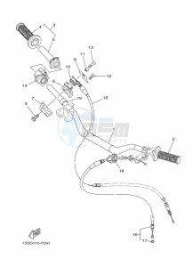 YZ125 (B4XJ) drawing STEERING HANDLE & CABLE