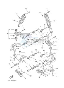 YFM450FWA YFM450DE GRIZZLY 450 IRS (1CUL 1CUM 1CUN) drawing FRONT SUSPENSION & WHEEL