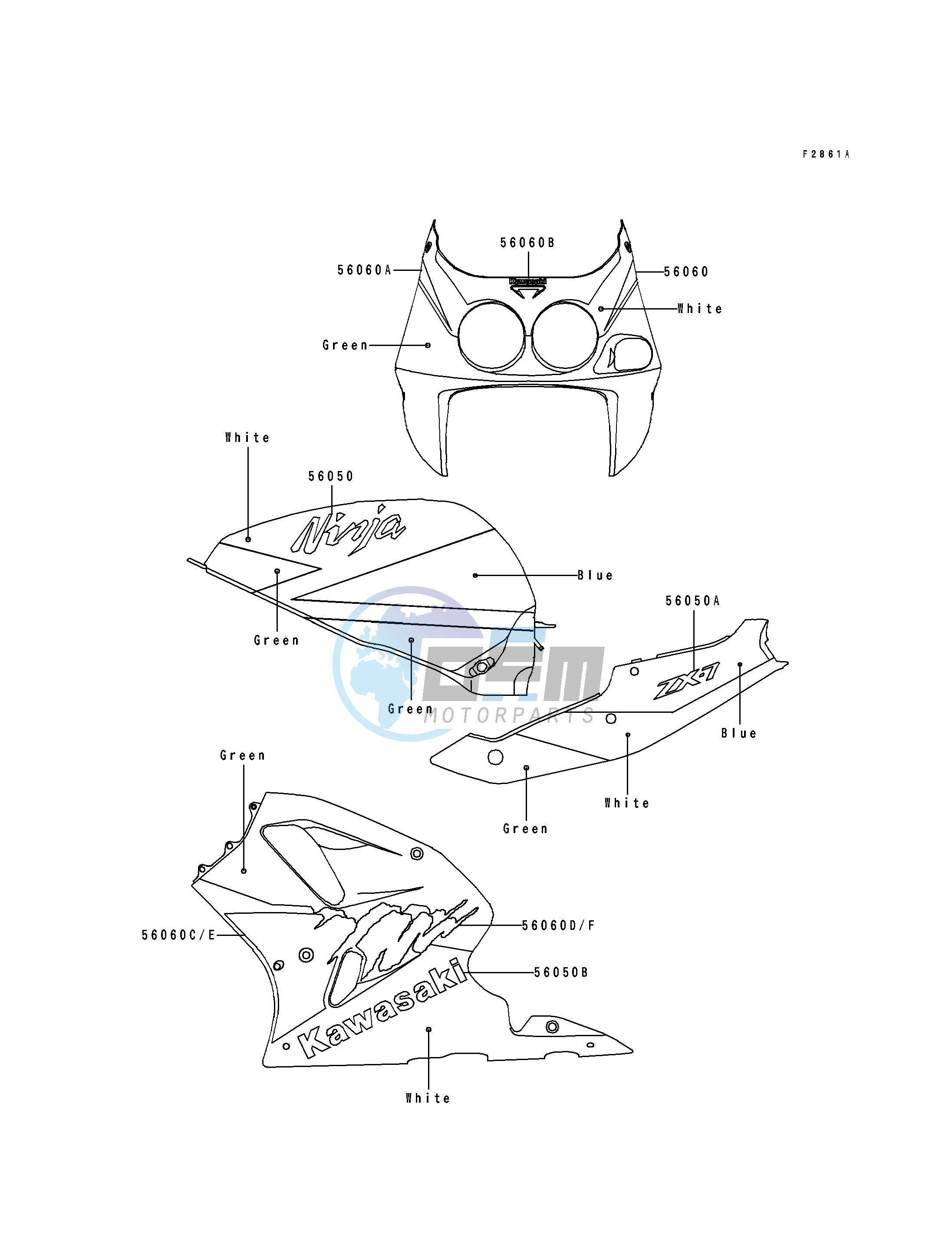 DECALS-- GREEN_WHITE_BLUE- --- ZX750-L1- -