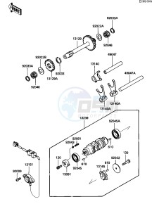 KLF 300 A [BAYOU 300] (A1) [BAYOU 300] drawing GEAR CHANGE DRUM & FORKS