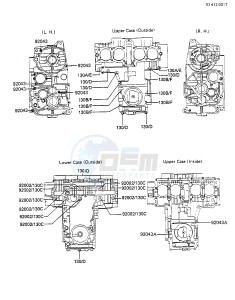 KZ 550 F [SPECTRE] (F1-F2) [SPECTRE] drawing CRANKCASE BOLT & STUD PATTERN