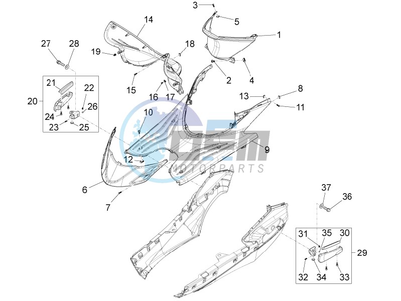 Central cover - Footrests