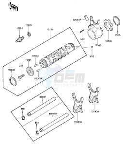 ZX 600 A [NINJA 600] (A1-A2) [NINJA 600] drawing GEAR CHANGE DRUM & FORKS