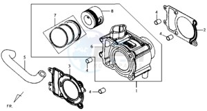 JOYRIDE 125 drawing CYLINDER MET PISTON / CYLINDER GASKETS TOP AND BOTTOM