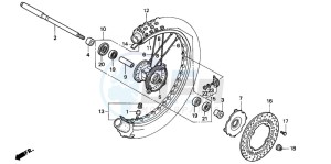 CR500R drawing FRONT WHEEL (CR500RN/RP/RR)