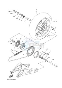 MT09 900 BELGIUM drawing REAR WHEEL