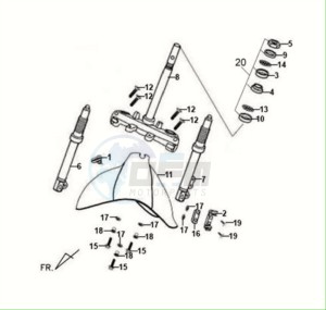 FIDDLE II 125S drawing FRONT FENDER / FRONT FORK/ STEERING HEAD BEARING