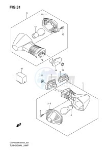 GSF1200 (E2) Bandit drawing TURNSIGNAL LAMP