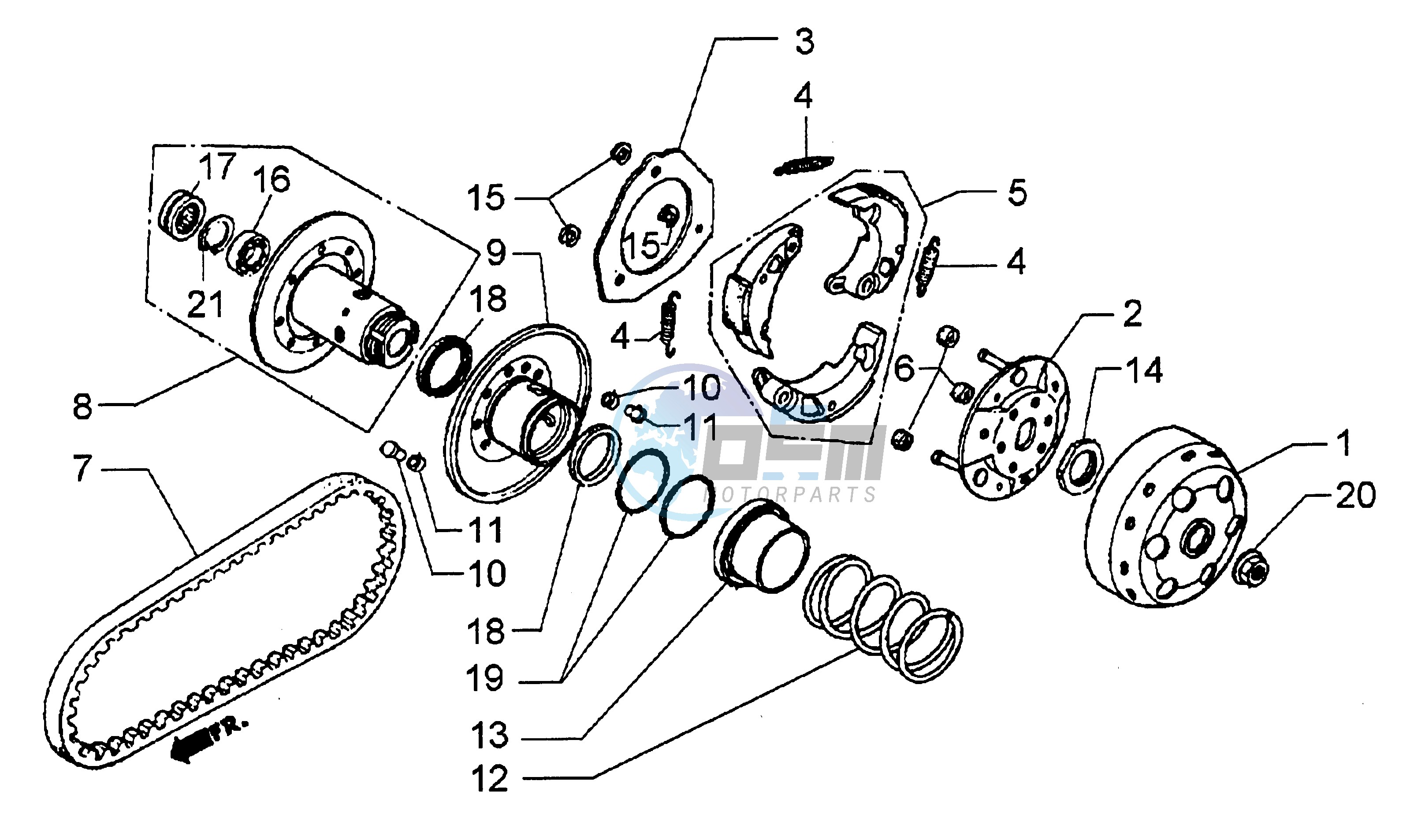 Driven pulley shaft