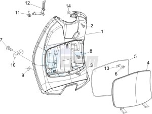 LX 50 2T E2 Touring (30Kmh) drawing Front glovebox - Knee-guard panel