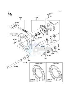 KX250F KX250T8F EU drawing Rear Hub