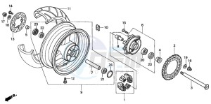 CBR900RR FIRE BLADE drawing REAR WHEEL