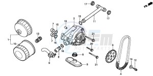 VT750C drawing OIL FILTER/OIL PUMP