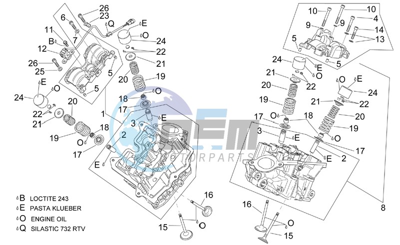 Cylinder head and valves