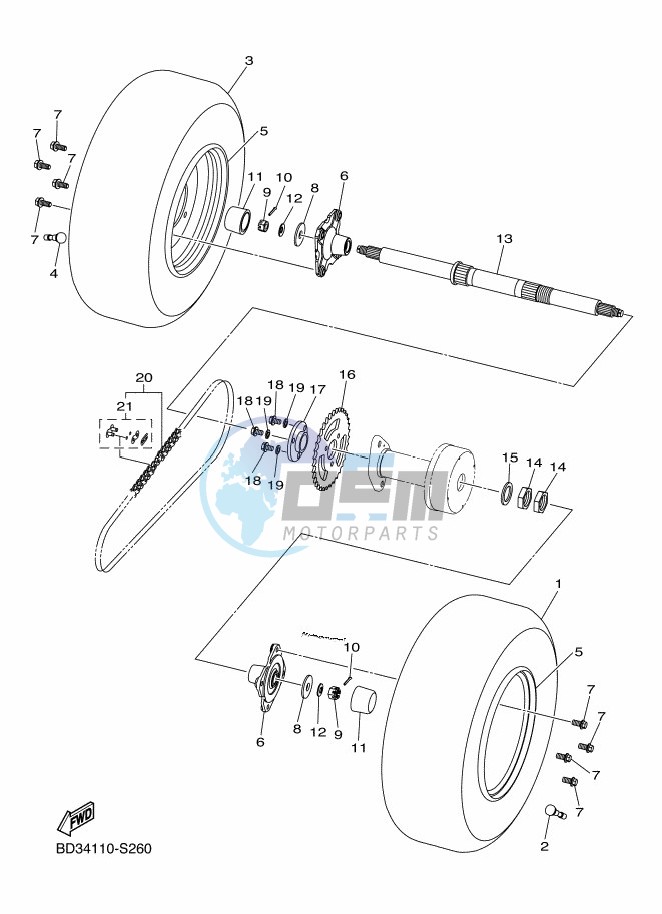 REAR AXLE & WHEEL