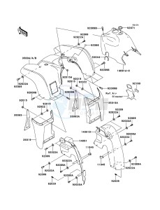 KVF360 4x4 KVF360ADF EU GB drawing Front Fender(s)