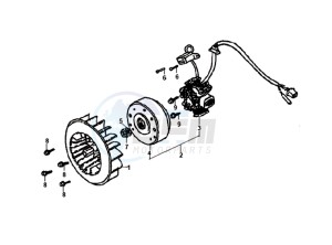 ORBIT II 50 drawing FLYWHEEL WITH MAGNETO / FAN