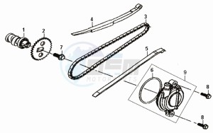 FIDDLE II 50 NEW ENGINE drawing CHAIN / CHAIN TENSIONER  / CHAIN GUIDE