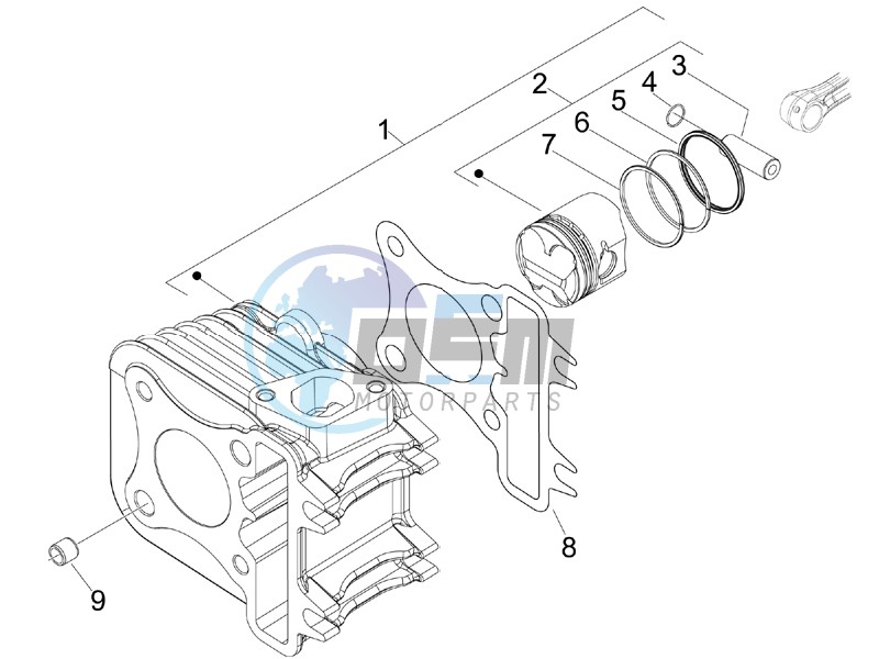 Cylinder-piston-wrist pin unit