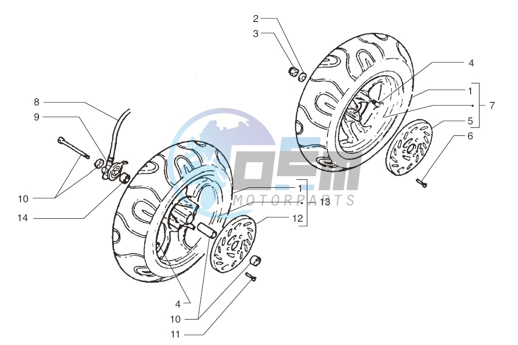 Front wheel-Rear wheel