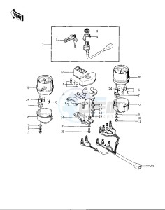 KZ 400 D (D3-D4) drawing METERS_IGNITION SWITCH   -- 76 -77 KZ400 - D3_D4- -