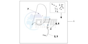 SH300A drawing WINDSHIELD WITHOUT KNUCKLE VISOR