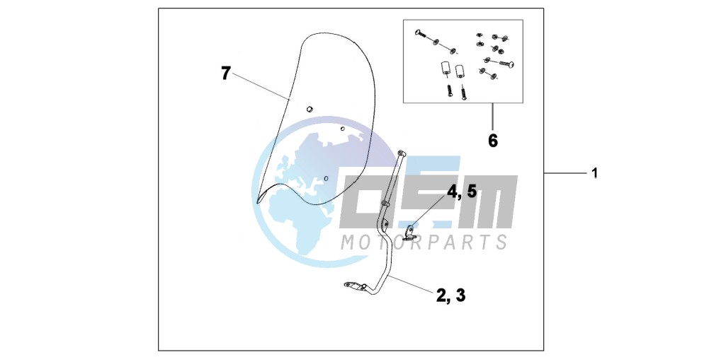 WINDSHIELD WITHOUT KNUCKLE VISOR