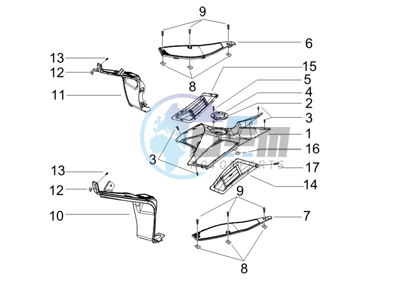 Central cover - Footrests