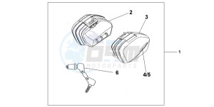 CBF600S drawing STANDARD PANNIER SET - INTERSTELLAR BLACK MET