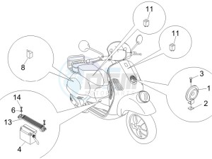 GTV 125 4T (Euro 3) drawing Control switches - Battery - Horn