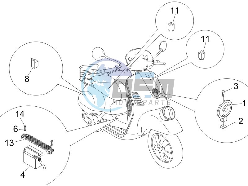 Control switches - Battery - Horn