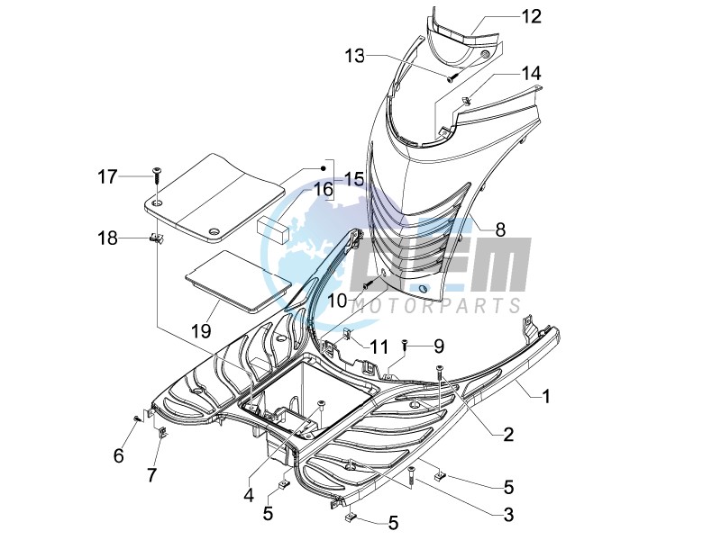 Central cover - Footrests