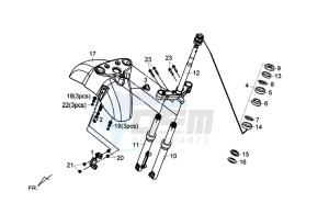 FIDDLE III 125 drawing FRONT FORK/ FRONT FENDER / STEERING HEAD BEARING