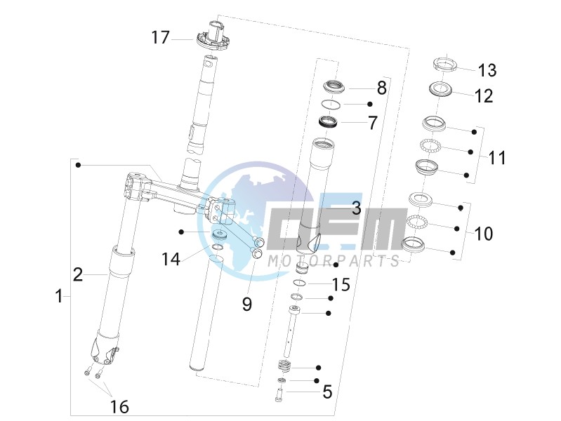 Fork steering tube - Steering bearing unit