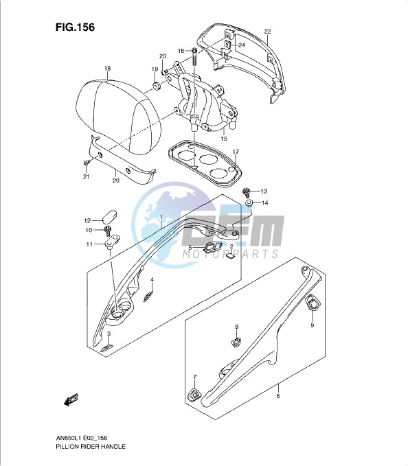 PILLION RIDER HANDLE (AN650AL1 E19)