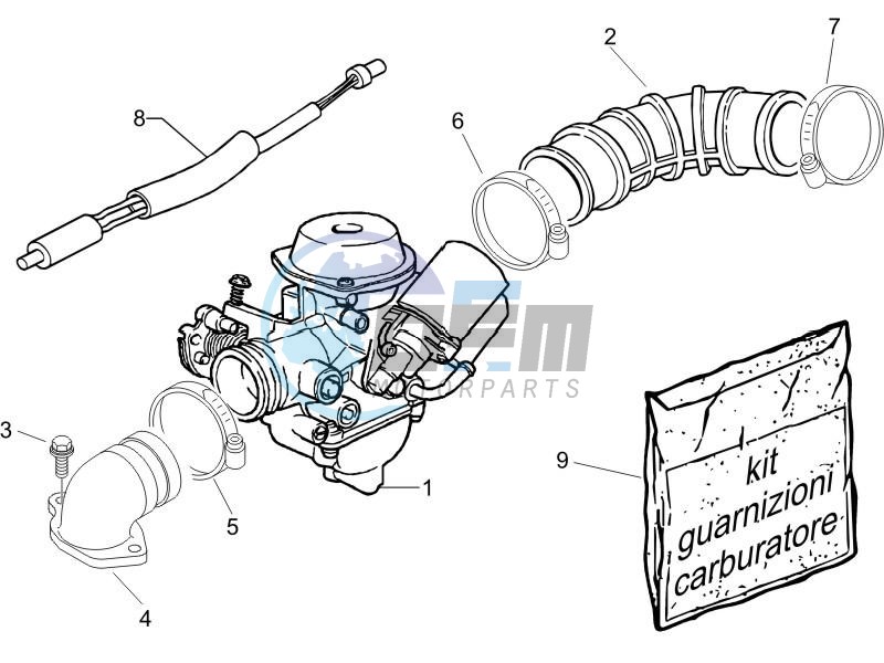 Carburettor assembly - Union pipe