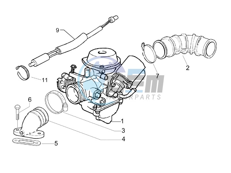 Carburettor  assembly - Union pipe