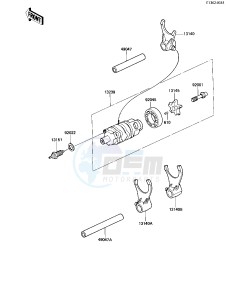 KZ 250 W [LTD BELT] (W1) [LTD BELT] drawing GEAR CHANGE DRUM FORKS